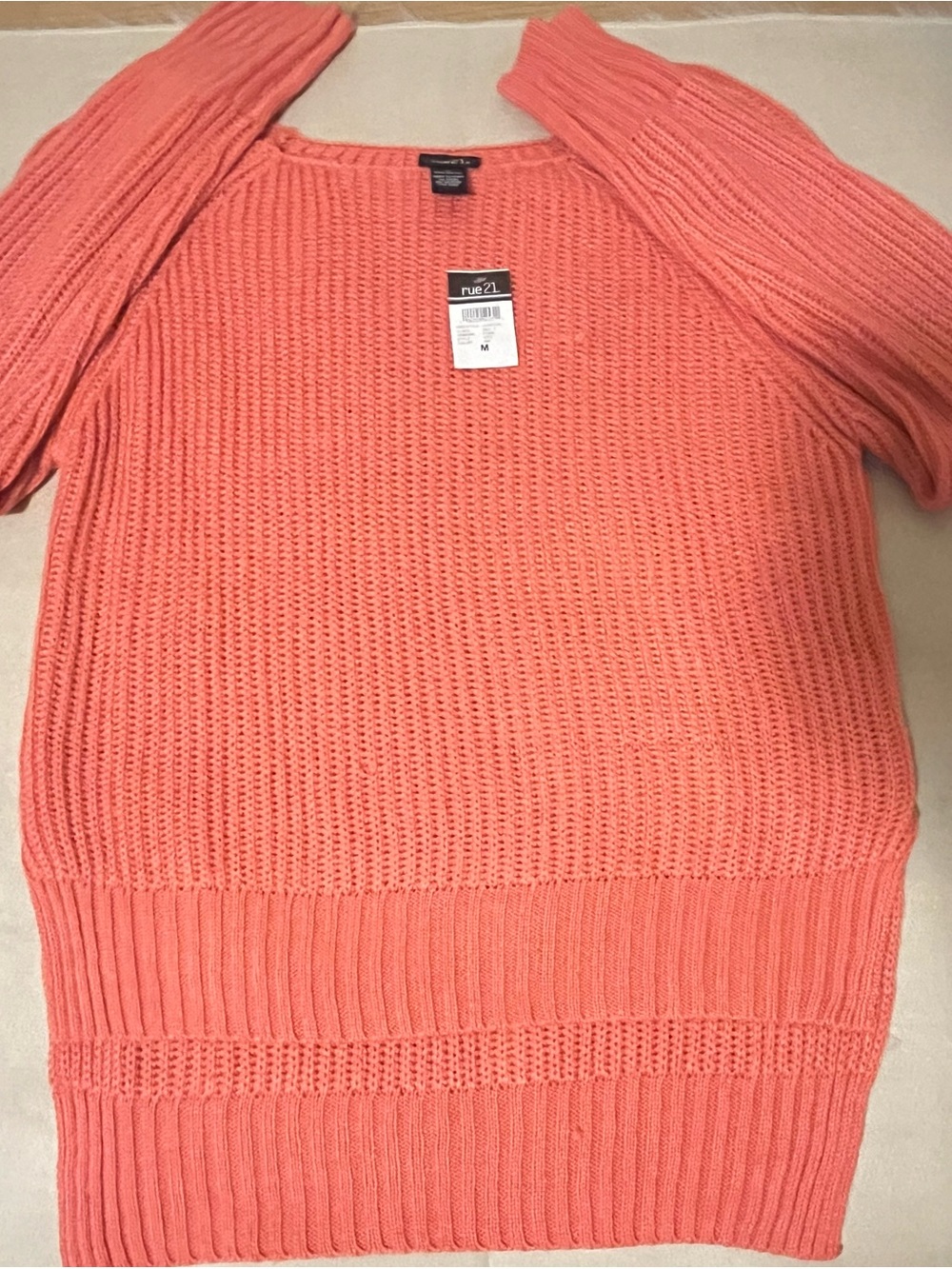 Rue21 Coral Scoop Neck Knit Sweater Size M NWT - Picture 6 of 7